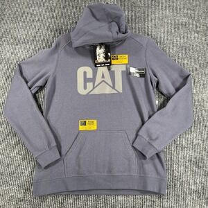 CAT Caterpillar Hoodie Sweatshirt Womens Medium Gray Long Sleeve Lightweight New